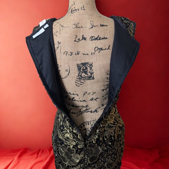 New York & Company Black & Gold Lace Sheath Dress - Picture 3 of 5